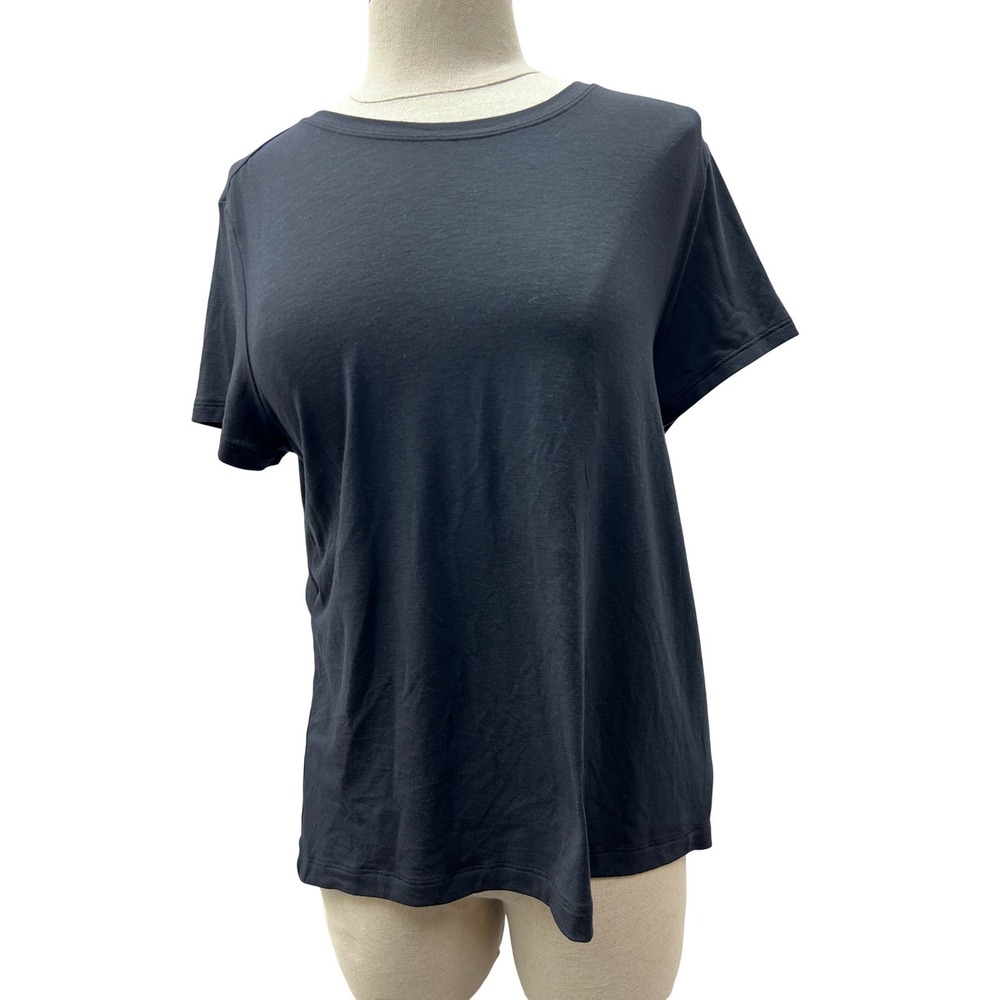 Athleta T-Shirt Womens Small Black Good Layered Back Cutout Yoga Top